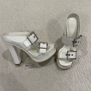 Alexander McQueen platform S.Leath boxcar leather mule slides $1290 size 37